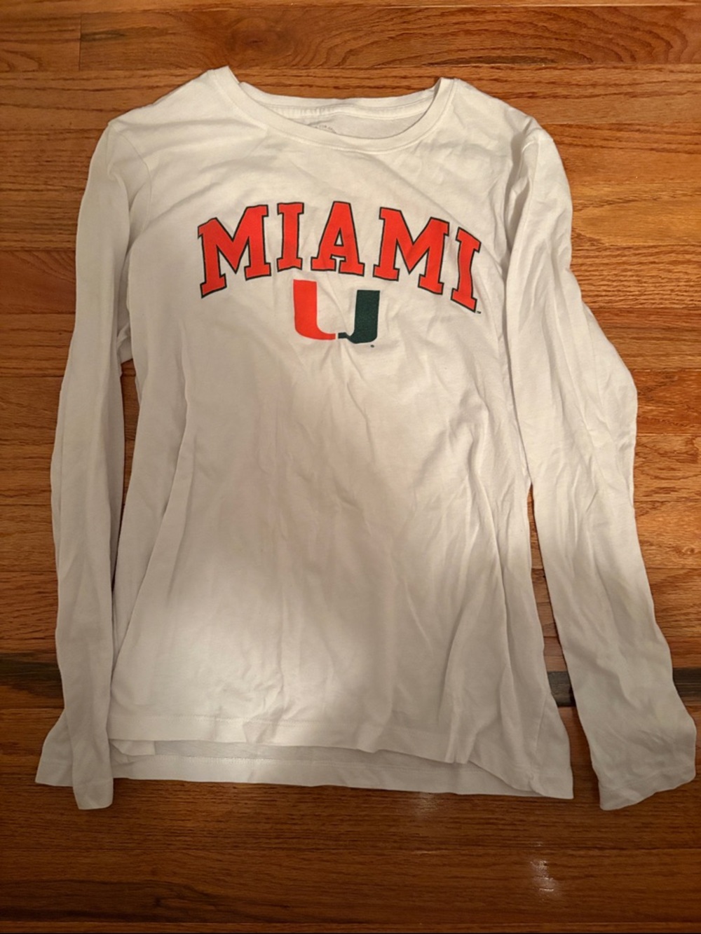 White Long Sleeve university of Miami long sleeve size medium